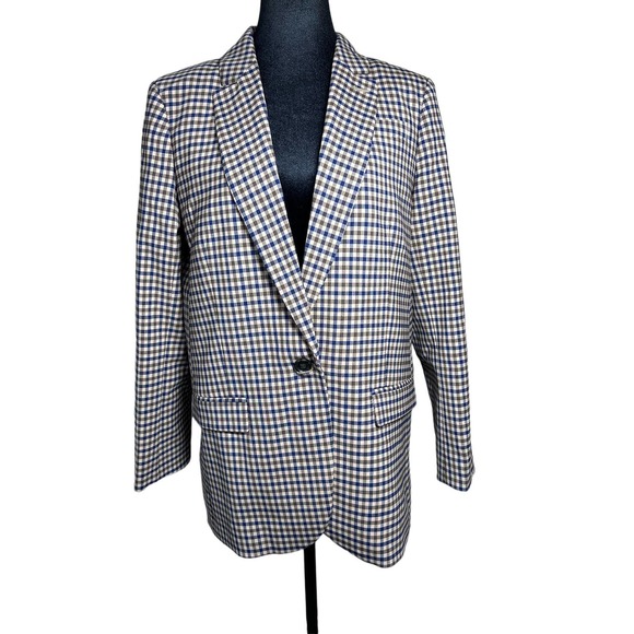 J.CREW Tollegno 1900 Alfie Plaid Italian Stretch Wool Blazer Size 10 0374 - Picture 1 of 4